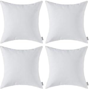 MIULEE Pack of 4 Christmas Outdoor Waterproof Summer Pillow Covers Square Decorative Garden Cushion Cases Throw Pillowcase for Tent Park Couch 18x18 Inch White Pillow Covers