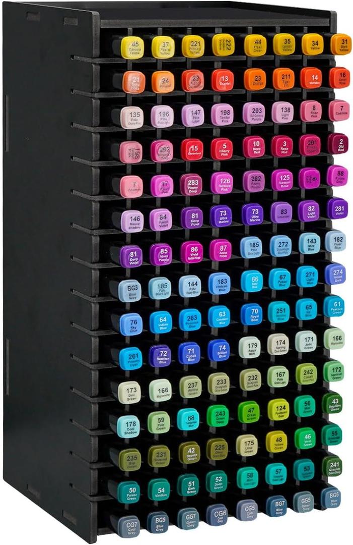 SANFURNEY Art Marker Storage Rack for 120 Markers, Watercolour Brushes Pens Color Pencils Organizer Holder for Desk, Black