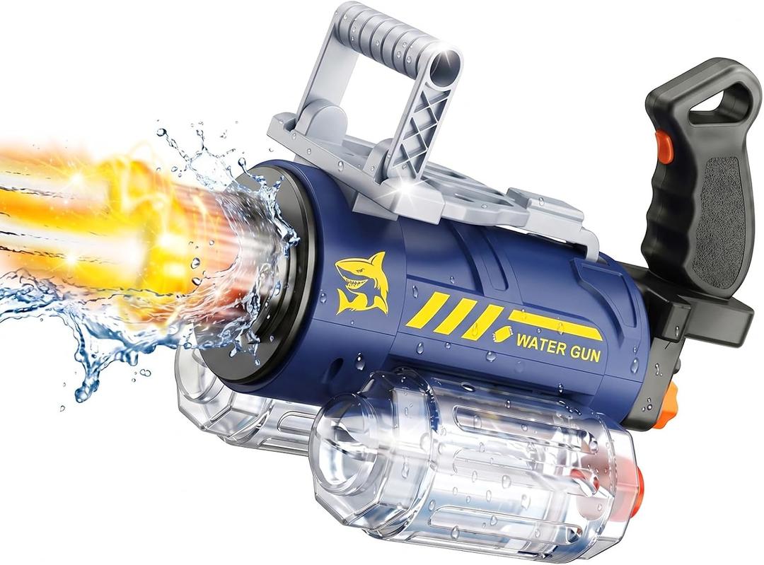 Electric Water Gun for Adults Kids,Automatic Squirt Water Guns with Water Spray Sound and Led Light,700CC Large Water Tank+2300CC Backpack,26-33 FT,Watergun for Summer Outdoor Pool Beach Toys for Boys