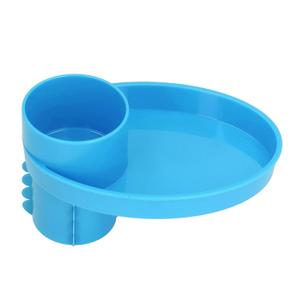 Alomejor Car Seat Snack Tray with Cup Holder, Portable Travel Plate for Toddlers, 8 x 8 x 2.5 inches, Blue