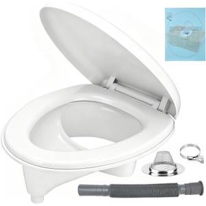 Upgraded Large Composting Toilet Urine Diverter&Toilet Seat DIY Kit,Complete Wrap-Around Urine Separator with Stainless Steel Sink Lid,Drain Hose and Cutout Sticker, ABS Material for Composting Toilet