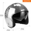 QWORK Disco Ball Helmet Party Decoration with Retractable Visor and Cowboy Hat Design - Handmade Glitter Glass Cap, 39 oz. Weight, One Size