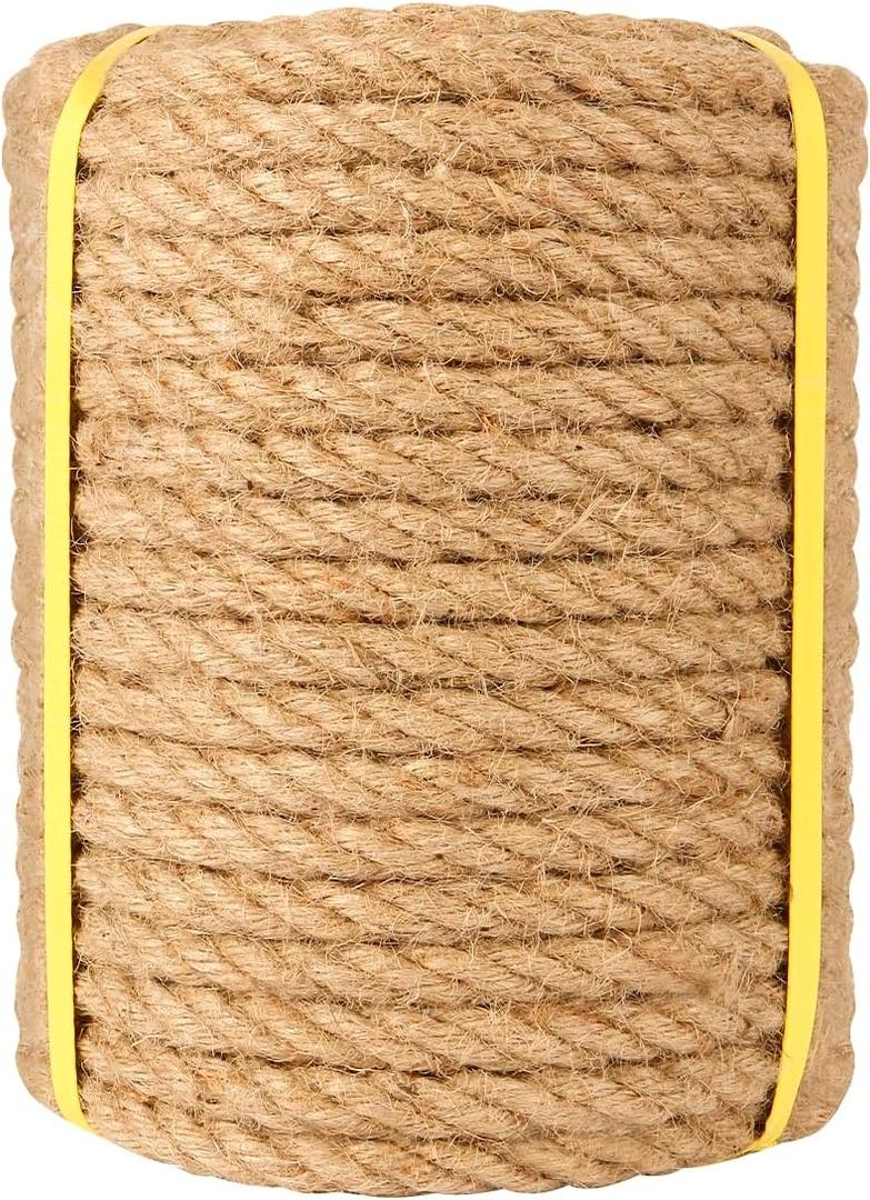 Jute Rope (1/2inchX 100ft) Twisted Hemp Rope for Crafts Landscaping, Home Dcor, and Gardening, Strong and Durable,Suitable for Indoor and Outdoor use