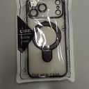 Magnetic for iPhone 17 Pro Case with Stand Clear [Compatible with MagSafe] [Full Camera Protection] Cover Plating Crystal Cute Slim Phone Case for iPhone 17 Pro Men Women Girls, Clear Black