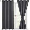 Hiasan Grommet Blackout Curtains for Bedroom, 52 x 54 Inches Long - Thermal Insulated & Light Blocking Window Curtains for Living Room, 2 Drape Panels Sewn with Tiebacks, Dark Grey