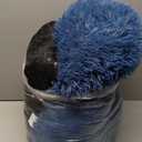 JOLLYVOGUE Calming Dog Bed Medium Size Dog, Anti-Anxiety Donut Medium Pet Bed, 27 inches Fluffy Faux Fur Round Cat Bed (Blue) (27.0"L x 27.0"W x 8.0"Th)