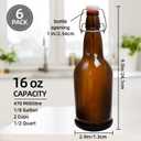 Flip Top Glass Bottles 6 Pack,16 Oz Amber Swing Top Beer Bottles with Airtight Lids, Home Brewing Beer, Wine, Reusable Leak-Proof Brewing Bottle