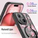 FUNMIKO Case for iPhone 13 - Wireless Charging & Military-Grade Protection - Wildflower Design for Women Girls, Non-Slip Matte Cover Shock-Absorbing Corners - Blooming Cherry Blossoms