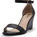 IDIFU Women's Classic Wedge Heels Sandals 3 Inch Ankle Strap Open Toe Evening Dress Wedding Shoes, Size 8,5