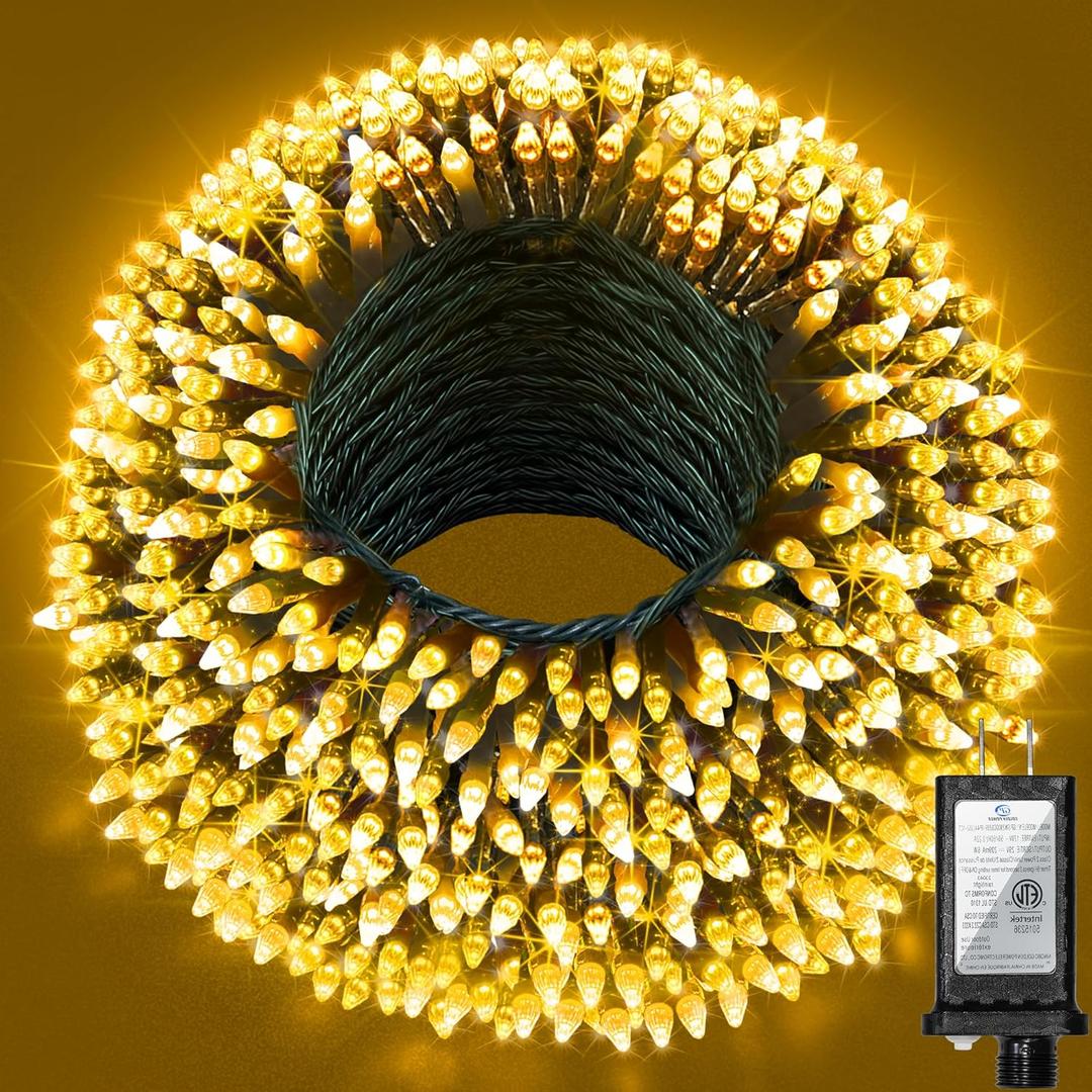 300LED 75FT Christmas Lights Indoor, LED Christmas Tree Decoration Lights with 12 Modes & Timer Memory, Dimmable Plug In Waterproof LED Xmas Light for Yard Trees Wedding Party Holiday Warm White