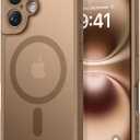 Thomo Magnetic for iPhone 16 Case, [Full Camera Protection] [Compatible with Magsafe] Military-Grade Shockproof, Anti-Fingerprint Translucent Matte Phone Case,Brown