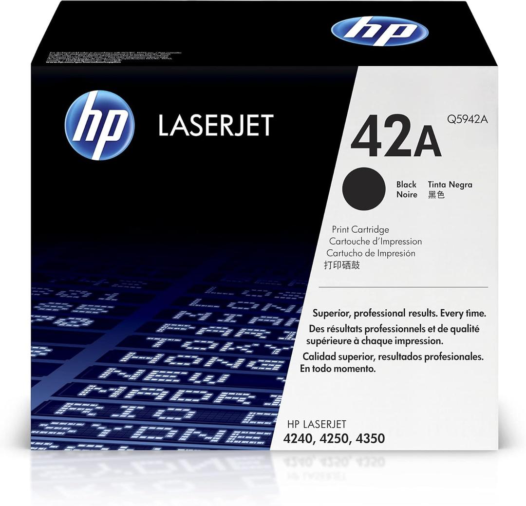 HP Original 42A Black Toner Cartridge | Works Laserjet 4240, 4250, 4350 Series | Q5942A
