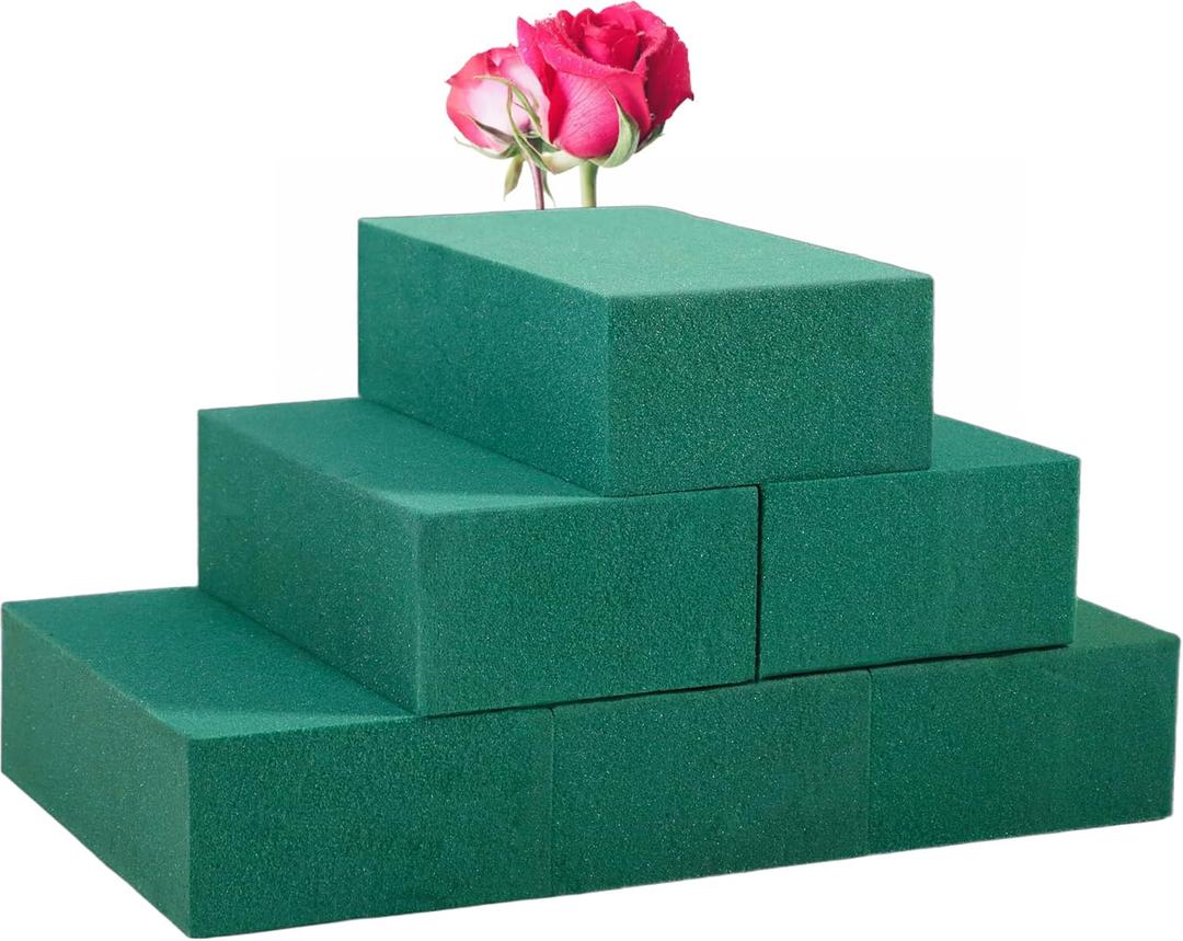 FLOFARE Pack of 6 Floral Foam Blocks Each (5.5"L x 3.1"W x 1.7"H) Green Wet & Dry Flower Foam for Fresh & Artificial Flower Arrangement, Plant Foam, Florist Supplies for DIYs, Arts, Crafts & Weddings
