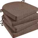 Basic Beyond Chair Cushions for Dining Chairs 4 Pack, Kitchen Chair Cushions with Ties and Non Slip Backing, 16 x 16 inches Chair Pads for Dining Chairs (Brown)