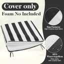 Leinuosen 4 Pcs Patio Cushion Covers 19'' x 19'' x 3'' Outdoor Cushion Covers Replacement Waterproof Slipcover Furniture Protectors with Zipper Ties Handle, Cover Only(Black Cabana Stripe)