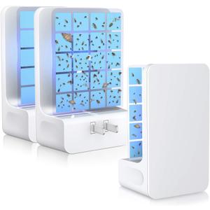 Innovative Double-Sided Flying Insect Trap for House Indoor, Plug-in Light Bug Catcher Killer for Flies, Fruit Fly, Gnats, Mosquito, Moths, Best Home Sticky Traps (2 Devices 6 Cards)