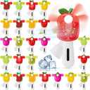 Rossesay 24 Pcs Mini Plastic Handheld Portable Fan Hand Press Small Cute Party Favors Hand Press Manual Cooling Fan for Summer Outdoor Cooling Gifts (Fruit)
