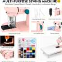 Magicfly Mini Sewing Machine with Extension Table, Dual Speed Portable Sewing Machine for Beginners with Light, Sewing Kit for Household Use, Pink