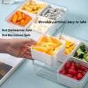 MANO Serving Tray for Party Divided Veggie Tray with Lid Sealed Sectioned Fruit Snack Serving box Vegetable Storage with 4 Compartments Snackle Box Charcuterie Container Fridge Organizer, 1pack-4divided