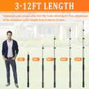 20FT Reach Telescopic Extension Pole, 3-12FT Multi-Purpose Extendable Pole with Universal Twist-on Metal Tip, Lightweight Sturdy Aluminum Paint Roller Extension Pole for Dusting Painting Cleaning