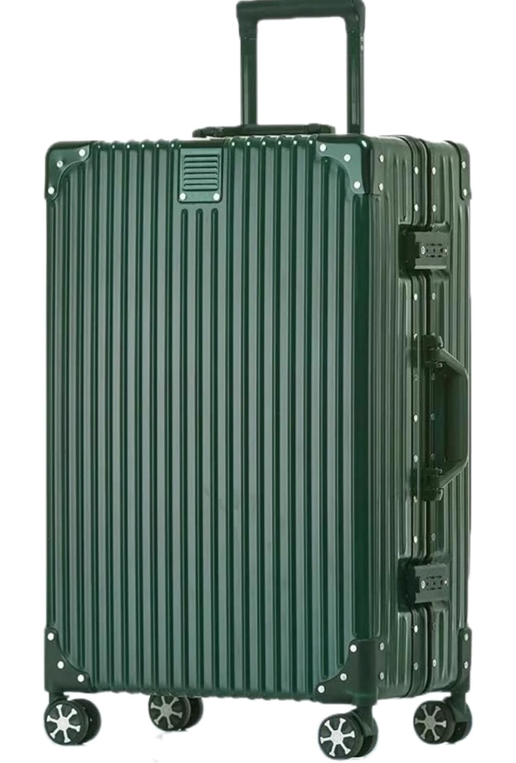 HotWay Carry On Luggage with Aluminum Frame, 20 Inch PC Hard Shell Suitcase with Spinner Wheels and TSA Lock, Lightweight Luggage for Travel (22x14x9 Airline Approved), Green