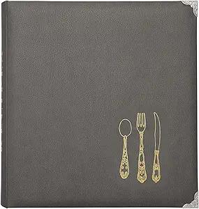 C.R. Gibson Gray Leatherette Lined Recipe Notebook, 11'' x 12''