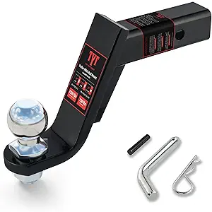 TYT Trailer Hitch Ball Mount with 2 Inch Ball & Pin, Fits 2 Inch Receiver, 7500lbs, 6 Inch Drop, Upgraded Hitch Kit Black with Anti-Rattle Pin
