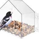 Nature's Way Win-3 Clear View Window Bird Feeder with Strong Suction Cups, Transparent Outdoor Wild Bird Seed Feeder and Dcor, 2 Cup Capacity, Clear, 6.5"