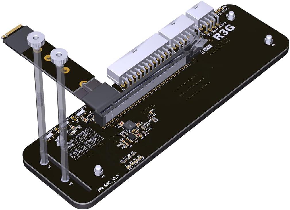 JMT M.2 M Key NVMe External Graphics Card Stand Bracket 64Gbs Full Speed with PCIe 4.0 x4 Riser Cable R43SG Upgraded for Graphics Card 1660 Above (50CM K43SG)