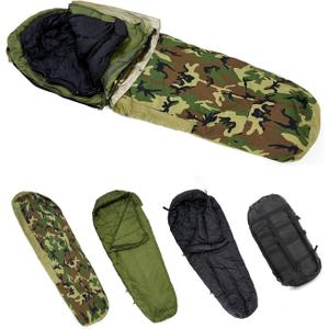 MT Army Military Modular Sleeping Bags System, Multi Layered with Bivy Cover for All Season, Woodland/Multicam