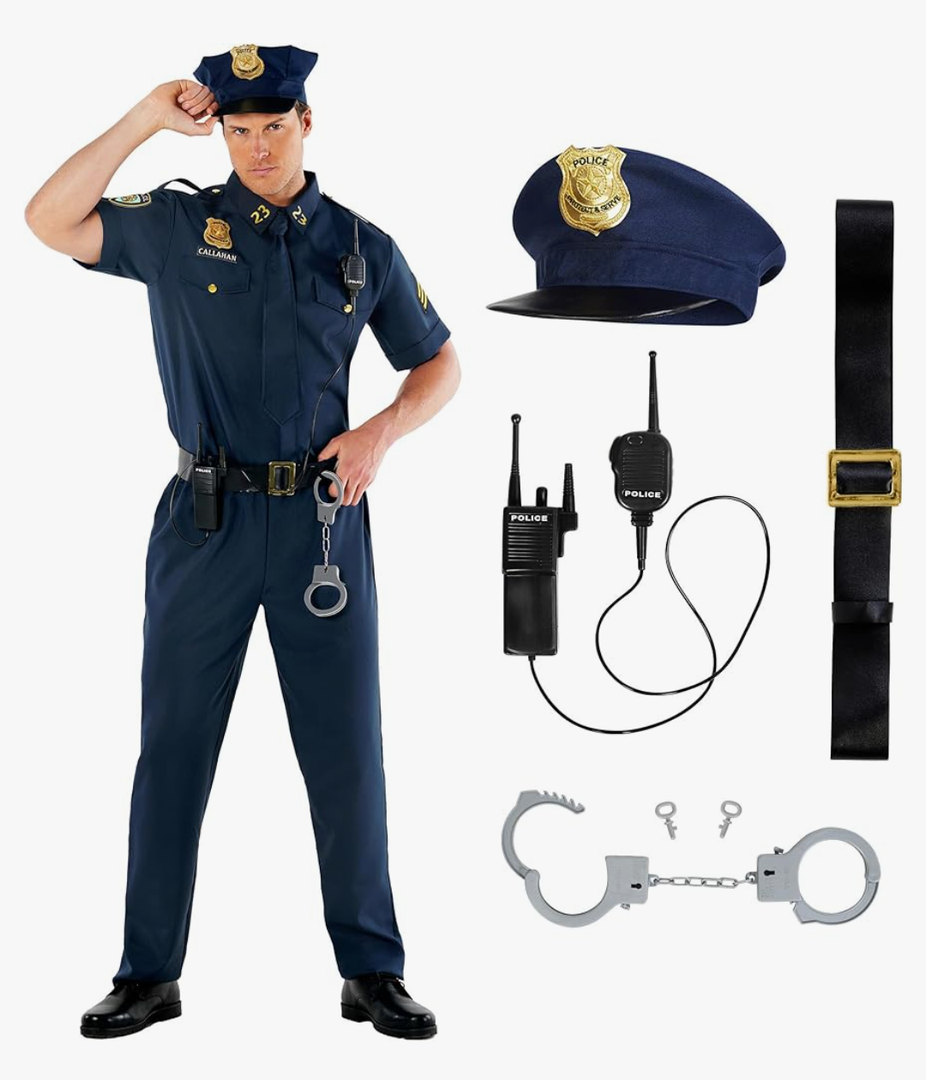 Morph Police Costume Mens Cop Costume Police Uniform Mens Cop Outfit Adult Halloween, Size Medium