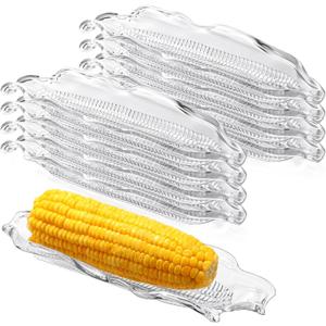 24 Pcs Plastic Corn Trays 10.6 x3.4 Inches Transparent Corn Dish Clear Corn on The Cob Trays Corn on The Cob Dinnerware Sets Serving Trays for Sweet Butter Corn for Families or Restaurants