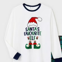 Santa's Favorite Elf Christmas Long Sleeve T-Shirt, White, Medium (Men)