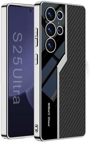 Lunivop for Samsung Galaxy s25 Ultra Case TPU Frame &Back PU Leather Cover Slim Silicone Funda para S 25 Ultra 6.9 '' 5G 2025 Shockproof Best S25Ultra Phone Cases Carbon Fiber