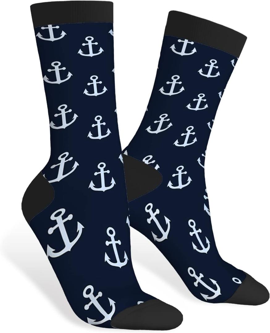 AOYEGO Colorful Cardiograms Funny Socks Health Curve Novelty Casual Crew Socks Contrast Color Design for Women Men Gift (Anchors) AOYEGO Colorful Cardiograms Funny Socks Health Curve Novelty Casual Crew Socks Contrast Color Design for Women Men Gift (Anchors)