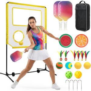 Indoor Paddle Game with Net, Portable Pickleball Set with Net for Family or Solo Fun, All in One Outdoor Sports - Badminton, Pingpong, Tennis for Lawn, Backyard, Camping, Beach