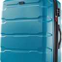 Samsonite Omni PC Hardside Expandable Luggage with Spinner Wheels, Caribbean Blue, Checked-Medium 24-Inch