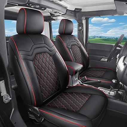 Huidasource Tacoma Leather Seat Covers Full Set Fit for 3rd Gen Toyota Tacoma 2016-2023 Double & Crew Cab SR SR5 Limited TRD Sport/Pro/Off Road, Truck Car Seat Cushion Cover Protector, Black&Red