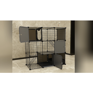 Cat Enclosure Cat Cage Indoor with Litter Box,3-Tier Large Playpen Catio Cat Cage Outdoor Cat Crate Detachable Metal Wire Kennel Medium Kitten Cage