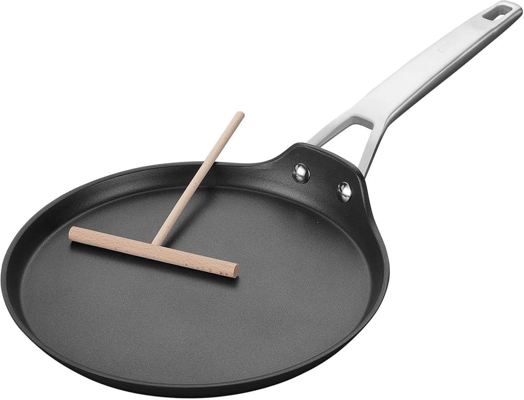 MsMk 11 inch Nonstick Crepe Pan, Titanium and Ceramic Nonstic Coating Flat Skillet Dosa Tawa Tortilla Pan, Large Pancake with Stay-Cool Handle, Induction Compatible, PFOA Free