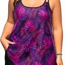 Plus Size Tankini Swimsuits - Women Two Piece Tankini Top with Shorts Flowy Swimsuit 2025 Bathing Suits, 18W