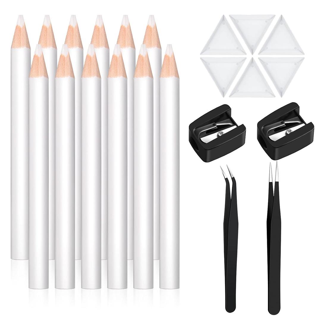 Maitys 22 Pieces Wax Pencil for Rhinestones Wax Picker Pencil Set for Rhinestones Nail Art Gem Dotting Crystal Pick up Tools with Pick up Tweezers Sharpener and Triangular Plate