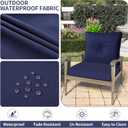 Pauwer Outdoor Chair Cushions Set, 22x24 Inch Waterproof Deep Seat Cushions for Outdoor Furniture, High Resilience Foam Patio Furniture Cushions with 22x22 Back Cushion for Chair Sofa Couch, Navy Blue