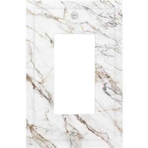 2 x Light Switch Cover Plate White Brown Marble Abstract Modern Luxury 1 Gang Outlet Covers Single Rocker Decorative Switch plates Electrical Wall Plates GFCI Receptacle for Bathroom Kitchen Decor