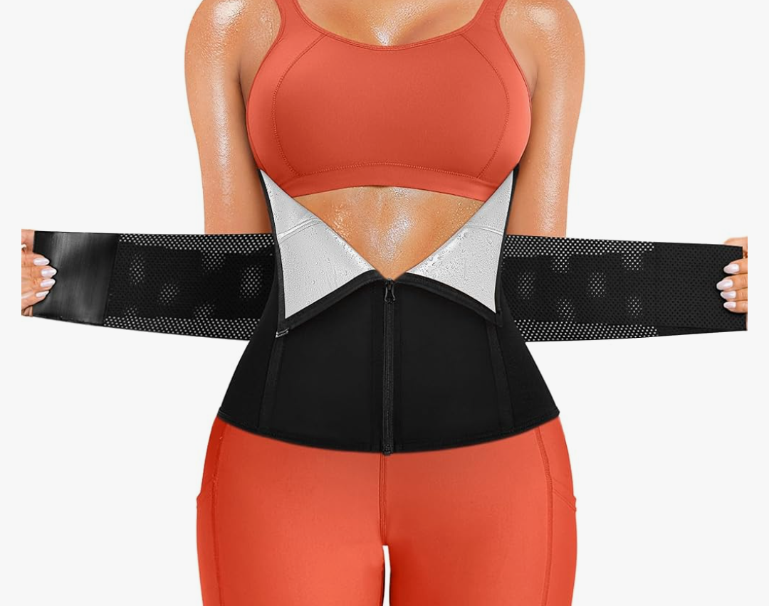 SCARBORO Waist Trainer for Women Belly Fat Sauna Sweat Waist Trimmer Corset for Stomach Wrap Workout Belt Shaper Band Zipper Size M