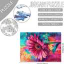 Pink Gerber Flower Jigsaw Puzzle 1000 Pieces for Adults,Valentine Day Colorful Style Floral Jigsaw Puzzles for Challenging Family Activity Games DIY Puzzle for Home Wall Decor Gifts - 20 x 27 Inches