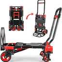330LB Folding Hand Truck Heavy Duty Carrying, Combination of Four Wheels and Two Wheels Convertible Dolly Cart with Retractable Handle Dolly for Moving Office Carts.