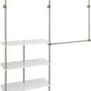 ClosetMaid Maximizer Closet Accessory, Add Adjustable Storage Space, 4 Shelves, Double Hang Rod, Tool Free, Add On Unit, White