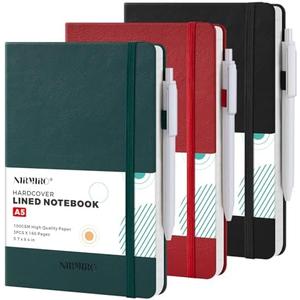 Hardcover Journal Notebook, A5 (5.7"x8.4"), Single Pack 160 Pages Lined Journaling Notebooks with Pen, for Women, Men, Work, Writing, Travel, 100GSM Ruled Paper, School Office Supplies, Red