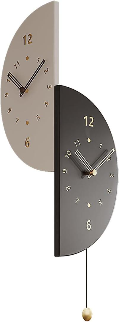 Double Sided Wall Clock Modern Battery Operated Decorative Wall Clock with Pendulum Unique Clocks Wall Mounted Angle Corner Clock for Bedroom Living Room Office17.7inch